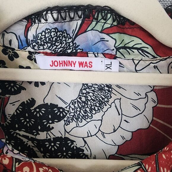 Johnny Was 100% Silk Crane Mallory Shirt Tunic Size XL Open Neckline Long Sleeve - Picture 4 of 11